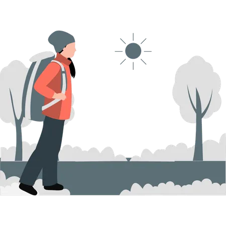 Woman going for trip alone  Illustration