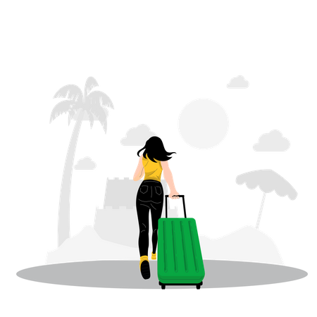Woman going for vacation Illustration