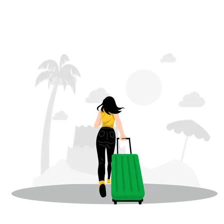 Woman going for vacation  Illustration