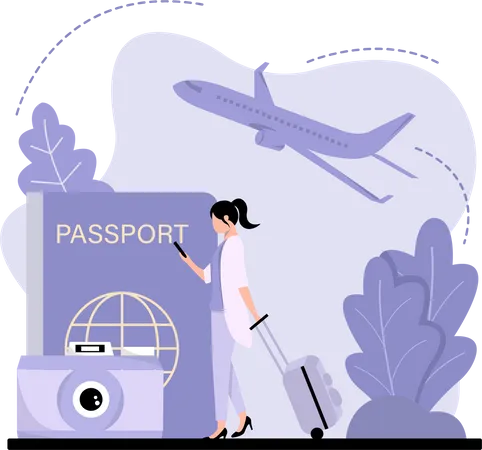 Woman going international trip  Illustration