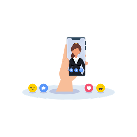 Woman Going live on social media  Illustration