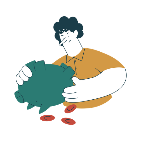 Woman going low on savings  イラスト