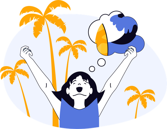 Woman going on beach holidays  Illustration