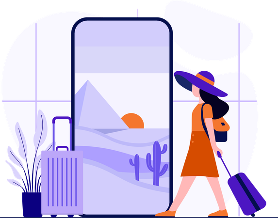 Woman going on Dessert Tour  Illustration