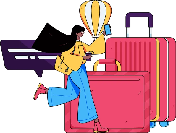 Woman going on international trip  Illustration