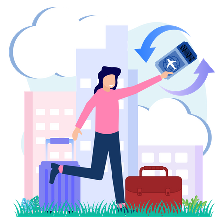 Woman going on trip  Illustration