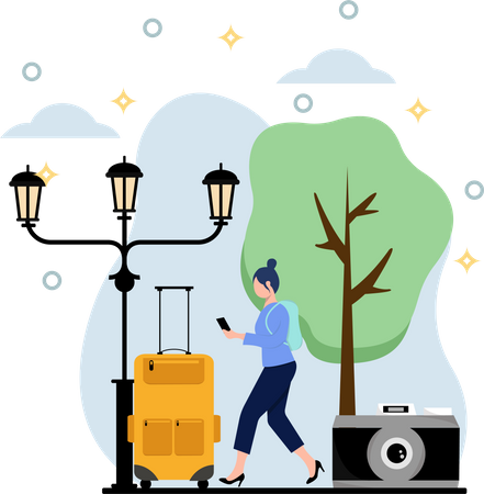 Woman going on trip  Illustration