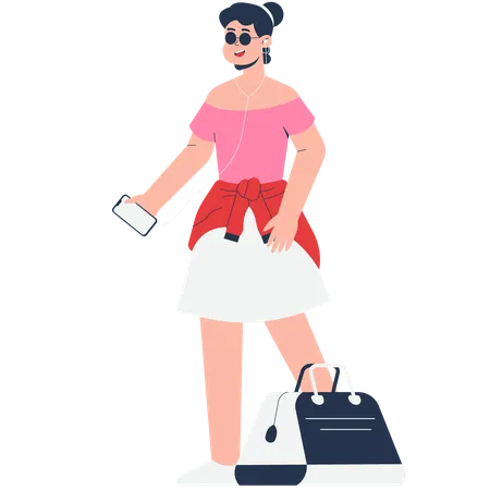 Woman Going on Vacation  Illustration