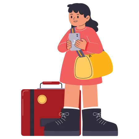Woman Going On Vacation  Illustration