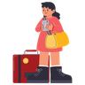 free woman going on vacation illustrations