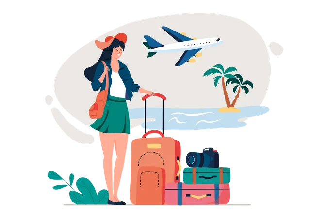 Woman going on vacation  Illustration