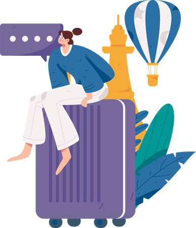 Woman going on vacation  Illustration