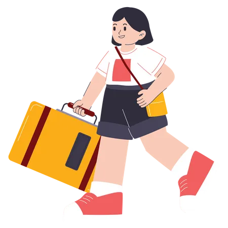 Woman Going On Vacation  Illustration