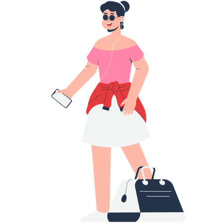 Woman Going on Vacation  Illustration