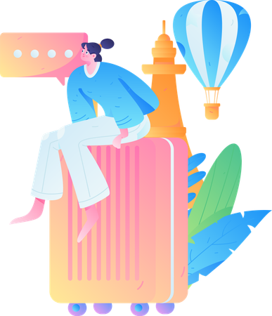 Woman going on vacation  Illustration