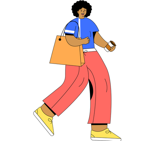 Woman going supermarket for shopping  Illustration