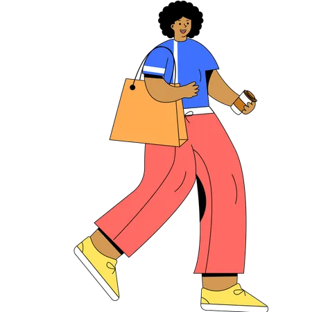 Woman going supermarket for shopping  Illustration