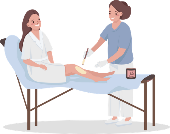 Woman going through Leg waxing procedure  Illustration