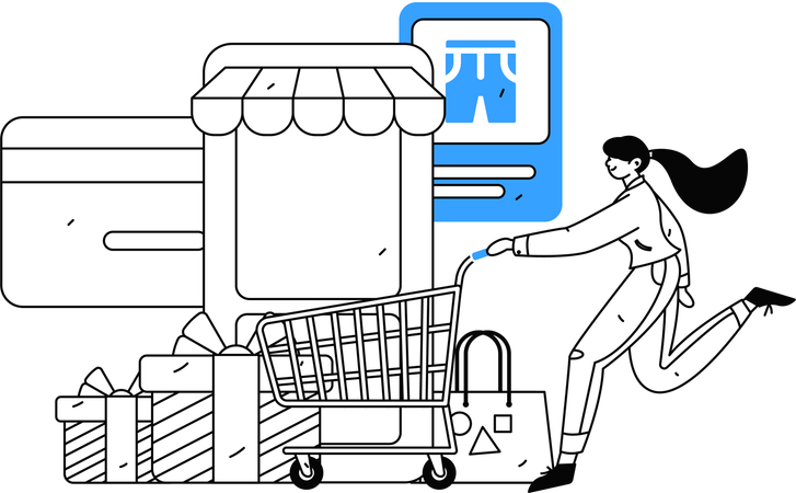 Woman going to buy on E-Commerce app  Illustration