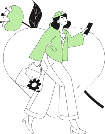 Woman going to date on valentines day  Illustration