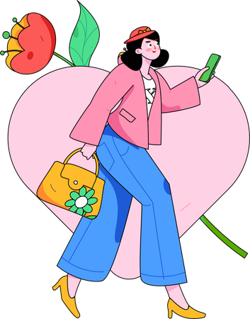 Woman going to date on valentines day  Illustration