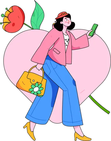 Woman going to date on valentines day  Illustration