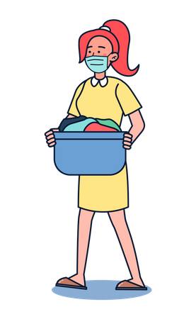 Woman going to do laundry  Illustration