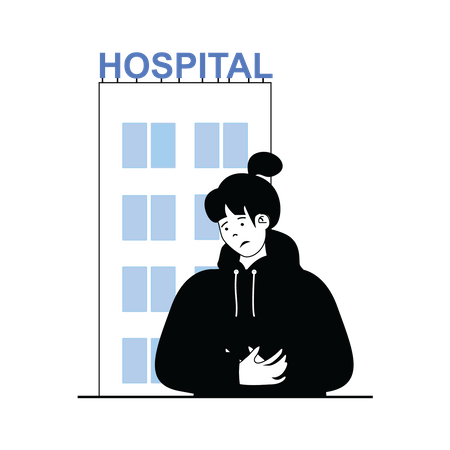 Woman going to hospital  Illustration