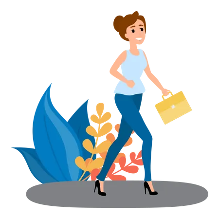 Woman Going To Office Illustration