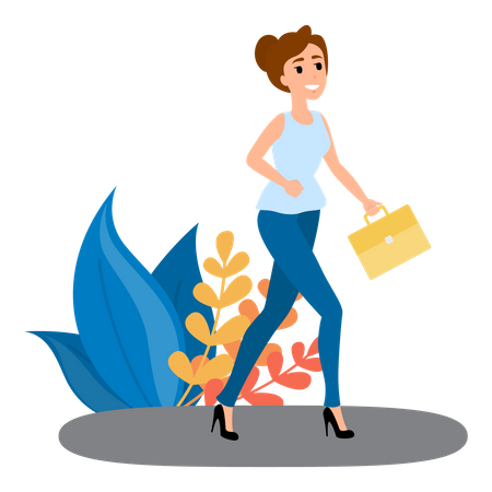 Woman Going To Office  Illustration