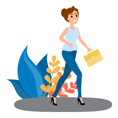 Woman Going To Office  Illustration