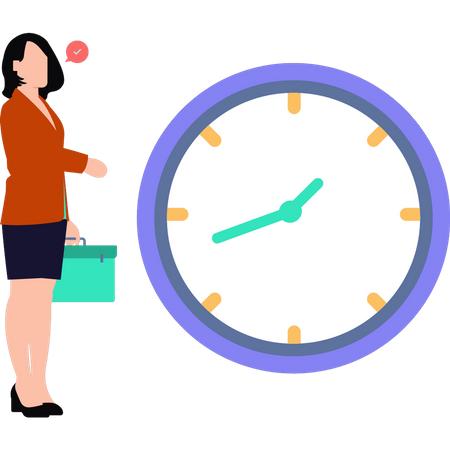 Woman going to office on time  Illustration