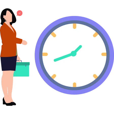 Woman going to office on time  Illustration