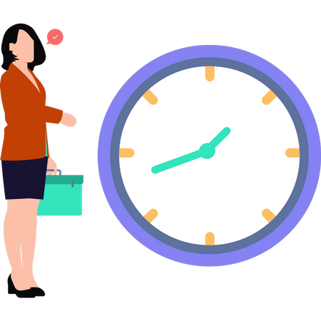 Woman going to office on time  Illustration