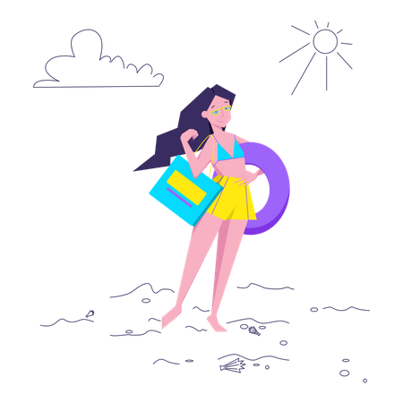 Woman going to the beach Illustration