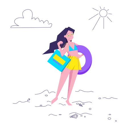 Woman going to the beach Illustration