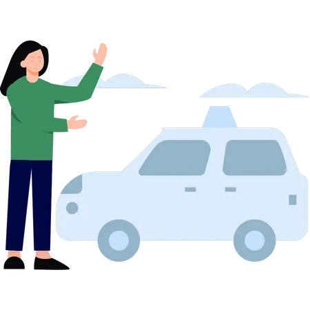 Woman going to travel by car  イラスト