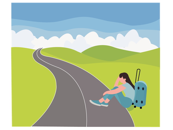 Woman going to travel.  Illustration