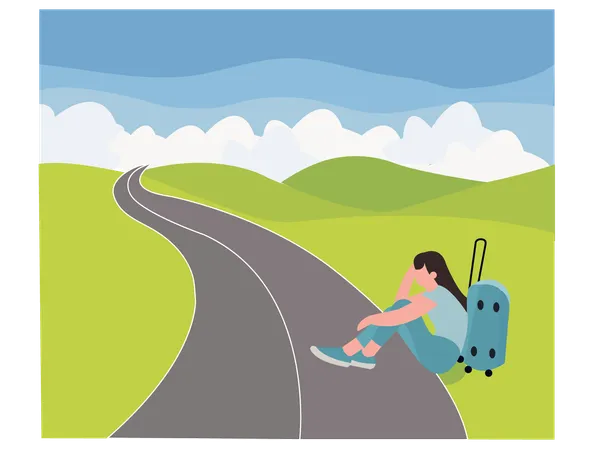 Woman going to travel.  Illustration