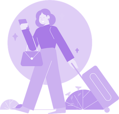 Woman Going to Vacation  Illustration