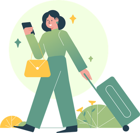 Woman Going to Vacation  Illustration