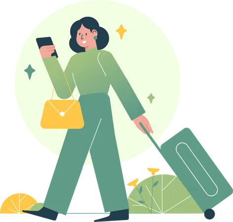 Woman Going to Vacation  Illustration