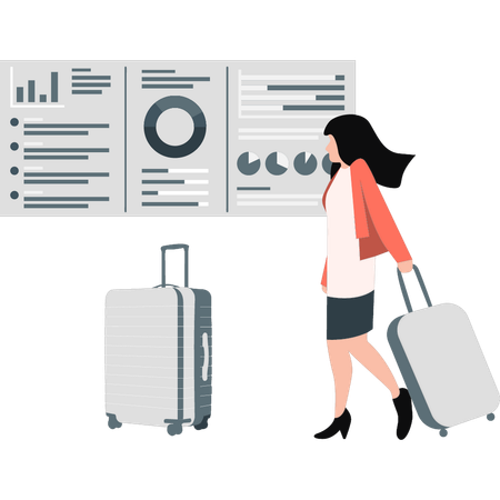 Woman going tour with her luggage  Illustration