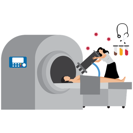 Woman going under Medical Technology Scan  Illustration