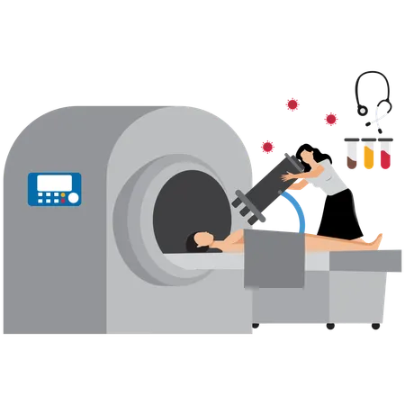 Woman going under Medical Technology Scan  Illustration