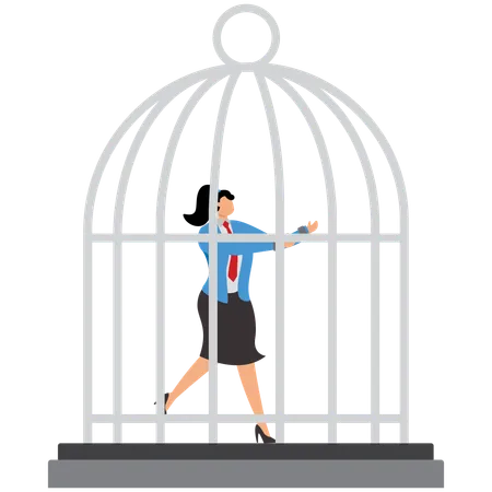 Woman got caged in prison  Illustration