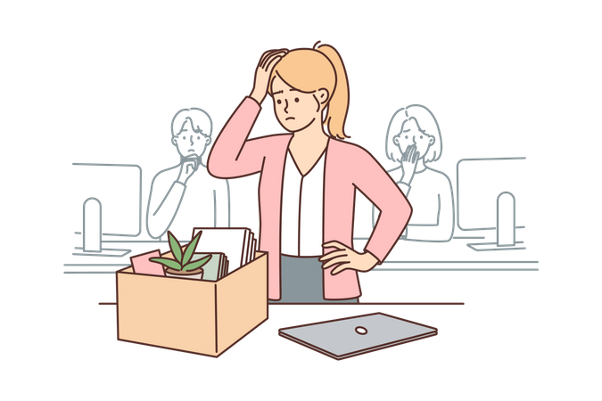 Woman got fired from job  Illustration