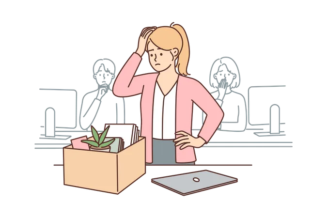 Woman got fired from job  Illustration