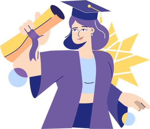 Woman got graduation degree  Illustration