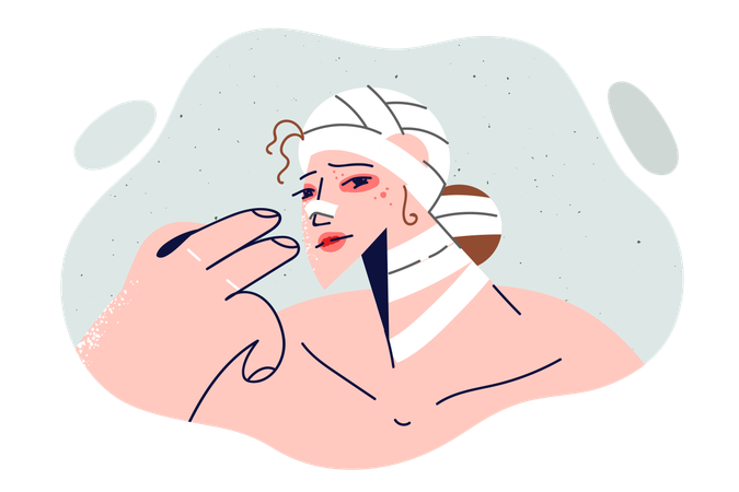 Woman got nose injury  Illustration